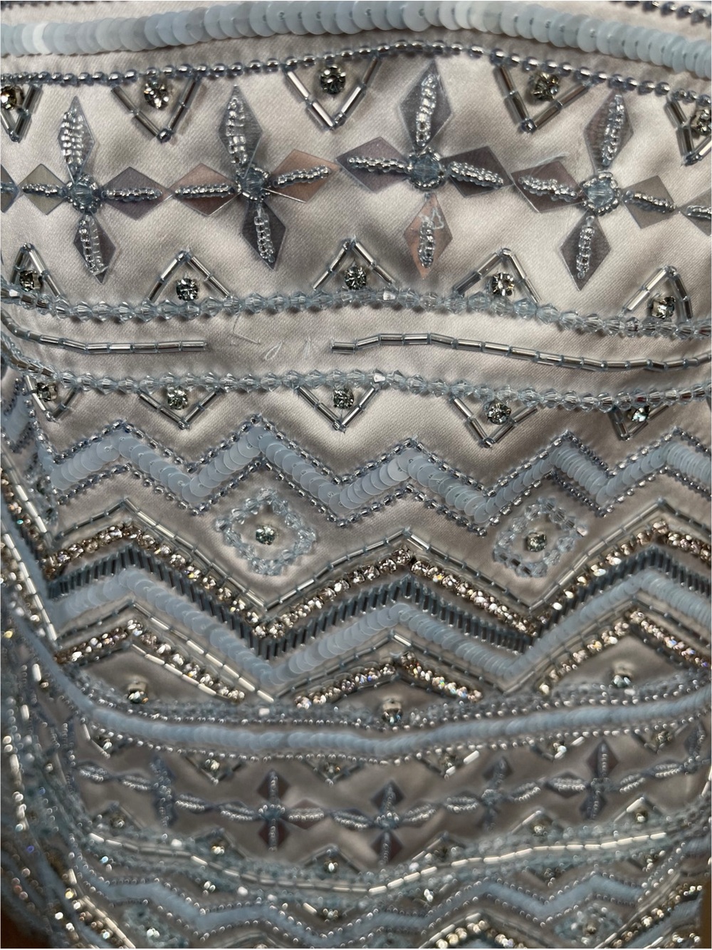 DES PHEMMES Sequin Embellished Halterneck
Blue Mini Dress Size Large - Picture 6 of 11